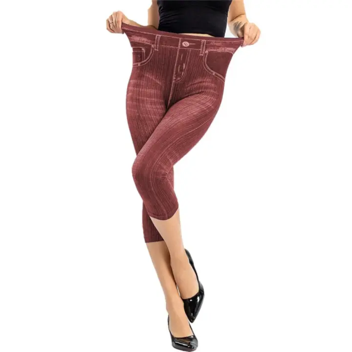 Pantalones vaqueros ajustados de cintura alta para mujer, pantalones capri hasta la rodilla de mezclilla, moda de verano - 1