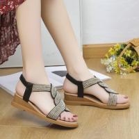 Estilo de suela suave al aire libre para mujer, novedad de verano, sandalias elásticas con diamantes de imitación - details 9