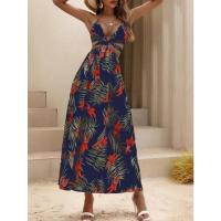 2025 Nuevos vestidos de mujer, estampados, sin espalda, con lazo, falda con abertura - details 40