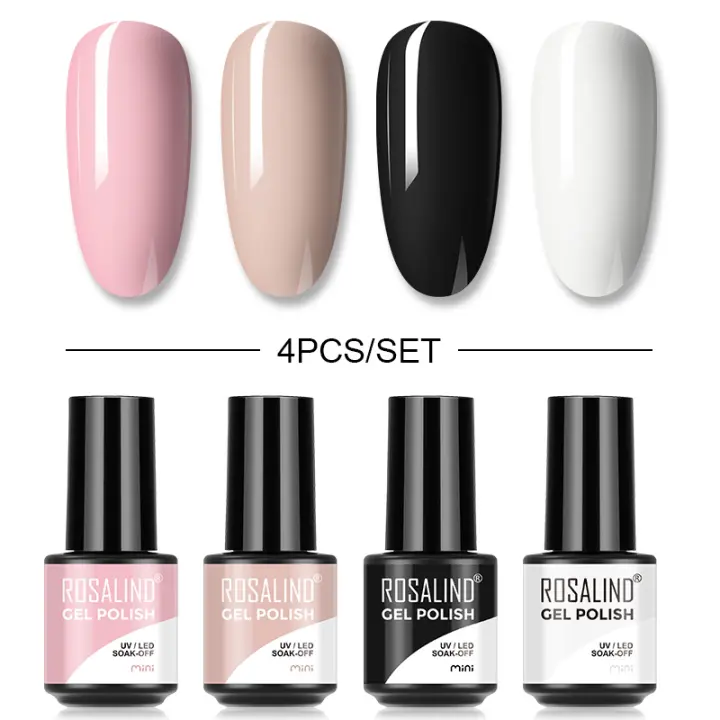 ROSALIND 7ML Multi-piezas de uñas manicura Base capa empapa Gel polaco brillante para el diseño de arte de uñas - 1