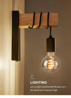 Lámpara de Pared Retro Vintage de Madera PARKSON Iluminación Interior E27 para Sala de Estar y Dormitorio Material de Luz de Madera Lacada Equipo de Iluminación Interior - details 0