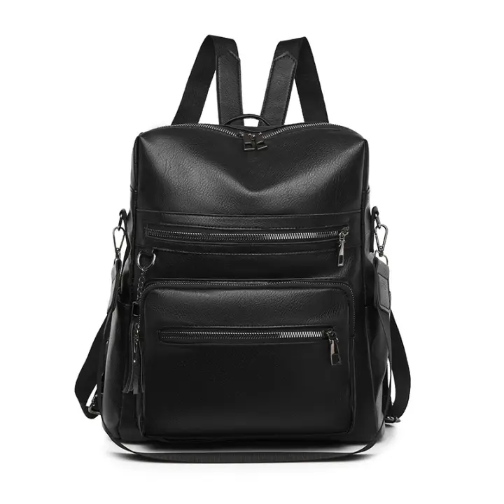Mochila antirrobo de cuero PU para mujer, de gran capacidad bolso de hombro, escolar, de viaje, a la moda, de alta calidad - 1