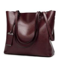 Bolso de cuero encerado para mujer, bolsa de hombro con doble correa, sencillo, para compras, 2022 - details 1