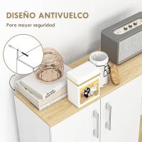 Moderno Estante de Almacenamiento para Sala de Estar Cocina con 2 Cajones, 2 Armarios y Estantes Ajustables para Dormitorio, Comedor 90x30x75,5 cm Blanco y Natural - details 5
