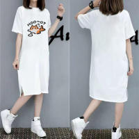Vestido tipo jersey de manga corta para mujer, holgado, de gran tamaño, con estampado de gato de dibujos animados retro americano - details 5