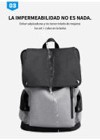 Mochila informal con tapa para hombre, bolsa impermeable con contraste de color ligero, para ordenador de 15,6 pulgadas, para estudiantes - details 5