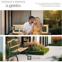 Banco de Jardín Exterior, Madera Lacada y Hierro Fundido, Diseño Elegante, Resistente y Estable, Patio y Terraza - Cruzado - details 15