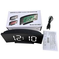 Reloj de pantalla curva, despertador Led Digital con pantalla de temperatura, reloj de espejo grande, mesita de noche - details 8