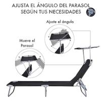 2X Tumbonas con Parasol de T-LoVendo Plegables para Playa o Piscina, vista general.