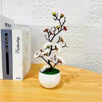 Simulación de estilo chino para decoración de mesa, plantas artificiales de invierno con maceta, para sala de estar, armario, 1 unidad - details 6