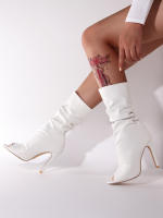NOVEDAD DE VERANO 2025, botas geniales de barril alto para mujer, botas geniales grandes con cubierta de tacón alto y Boca de pescado - details 6