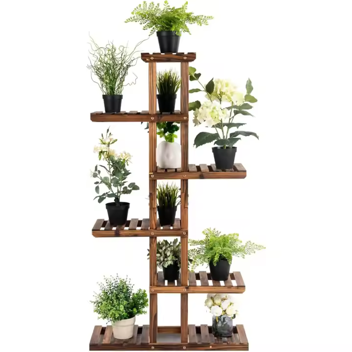 Estantería de 6 Niveles para Plantas de Madera Soporte Interior para Macetas - 1