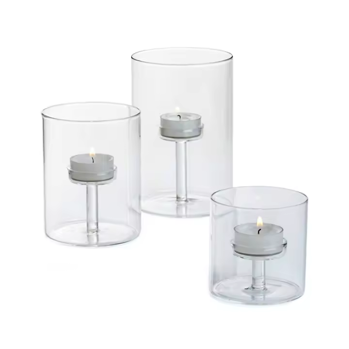 Velas de cristal para velas de té, juego de 3 portavelas votivas transparentes para decoración de boda, fiesta, hogar y sala de estar - 1