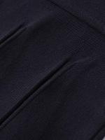 Vestido corto de punto con dobladillo plisado para mujer, minivestido negro de manga larga con cuello redondo y bolsillos frontales con botones, otoño e invierno - details 6