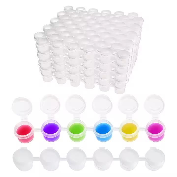 Tazas de Pintura de 2ML con Tapas 50 Rayas para Uso en Clases, Fiestas de Arte - 1
