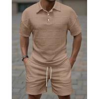 Conjunto de manga corta informal de moda de color sólido Temu Shein para hombre - details 2