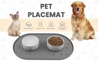Dog Food Mat Pet Placemat Cat Bowl Pad Cats Drinking Feed Mats Easy to Clean Non-Slip Silicone Round Pet Feeding Water Supplies - details 1