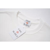 Camiseta Deportiva de Algodón Puro para Hombres Cuello Redondo, Estampado de Logotipo Delantero, Estilo Casual para el Verano - details 2