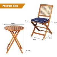 Set de Bistró con 3 Piezas Plegables, Mesa y Sillas Terraza de Madera de Acacia con 2 Cojines Acolchados Extraíbles, Muebles de Exterior para Patio Jardín Veranda Balcón (Rojo) - details 14