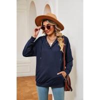 Sudadera con capucha informal para mujer, moda coreana para botones planos - details 6