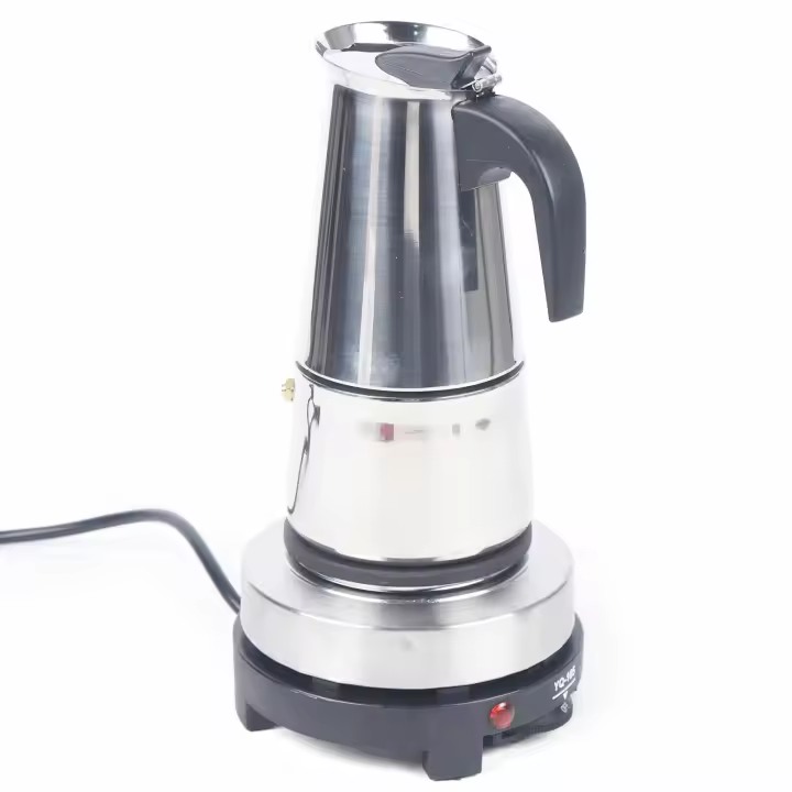 Cafetera italiana Moka Espresso de acero inoxidable con estufa eléctrica, 220V - 1