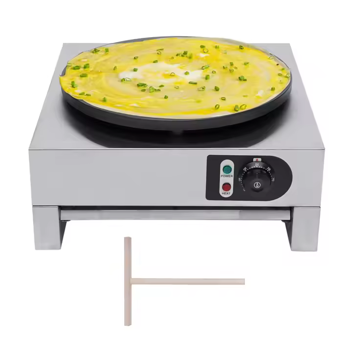 Máquina Eléctrica de Crpe de 3000W con bandeja extensible, termostato incorporado para uso comercial - 1