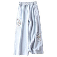 Pantalones rectos de pierna ancha de mezcla de lino para mujer, corte holgado para el trabajo y el uso diario - details 6