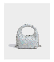 Bolso de Mano Tejido a Mano para Mujeres Lujo Ligero de Verano Blanco con Cuello Dorado - details 16