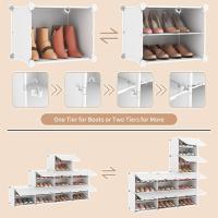 Zapatero de Plástico Portátil 8 Niveles, 32 Pares, Organizador para Armario, Entrada, Dormitorio, Pasillo Blanco, 2 x 8 - details 5
