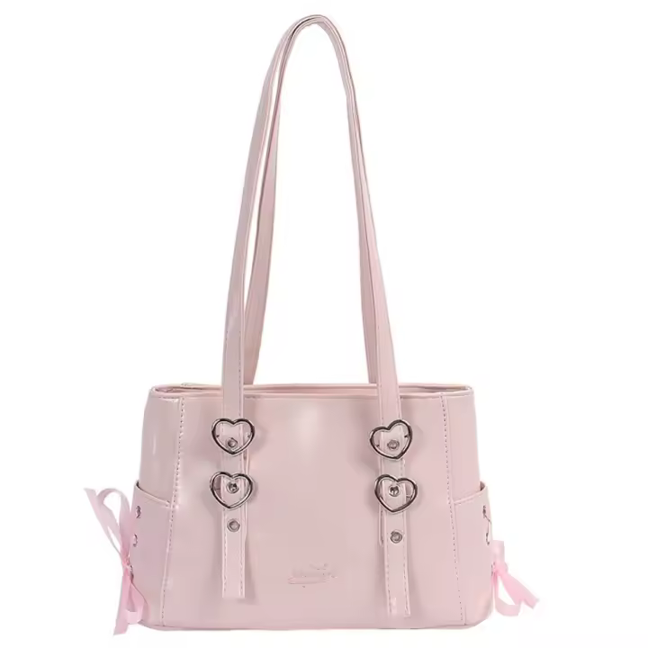 Bolsos de hombro con cinta de gama alta para ocio, mochila versátil de cuero PU con pajarita, bolsos de mano dulces de gran capacidad para mujeres y estudiantes - 1