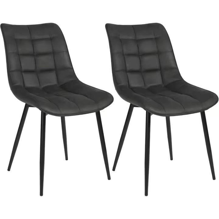 Sillas de Comedor de Diseño Metálico con Espalda Paquete de 2 Estructura de Tela Negro Antracita - 1