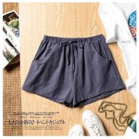 Pantalones cortos de lino para mujer, Shorts informales de algodón, de cintura alta, deportivos, color negro - details 6