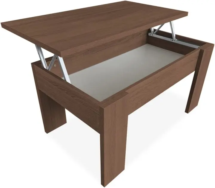 Mesa de Centro Elevable Estilo Blanco y Gris 90cm de Ancho 50cm de Profundidad 46, 57cm de Altura - 1