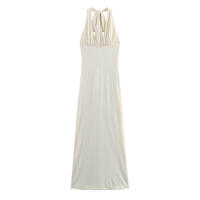 OUWU- 2025 Verano Mujer Moda Cuello Halter Maxi Falda Top Fiesta De Noche Mujer Sin Mangas Vestido De Encaje Vestidos Con Volantes - details 1