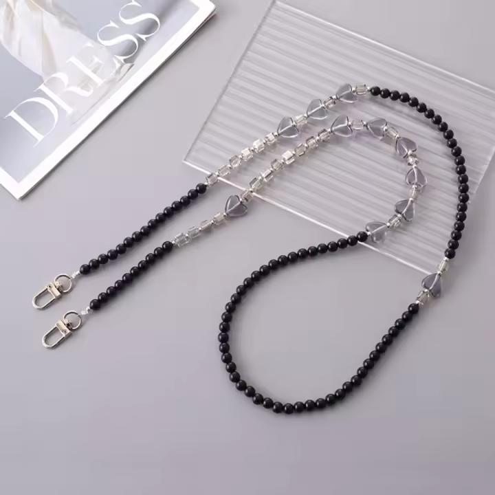Correa universal para teléfono con cuentas de amor, bandolera, cadena para colgar, cuerda para teléfono móvil, cordón largo y bonito para el cuello, parche para cordón. - 1