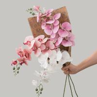 9 ramas artificiales de Phalaenopsis de cabeza, flor de orquídeas de mariposa Artificial hecha a mano realista, flores falsas de tacto Real - details 12