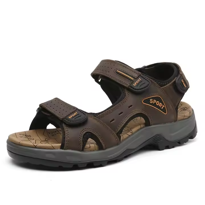 Nueva moda, zapatos de ocio de verano para hombre, sandalias de playa, sandalias de cuero genuino de alta calidad, sandalias suaves de talla grande para hombre, talla 38-48 - 1