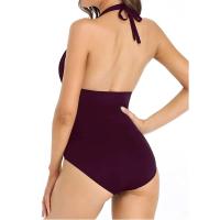 Bikini de mujer de una pieza con pecho acolchado, sin sujetador de baño de acero TRE de color liso - details 20