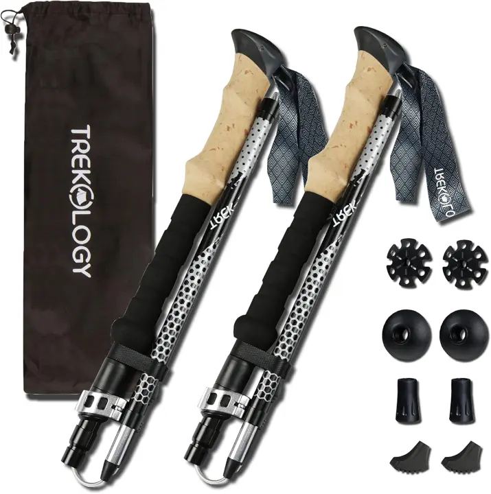 Trek-Z Bastones Plegables para Senderismo y Trekking, Soporte de Equilibrio para Personas Mayores, Mujeres y Hombres, 2 Unidades por Juego - 1