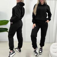 Conjunto deportivo informal de dos piezas para mujer, Sudadera con capucha y pantalones de cintura elástica - details 5