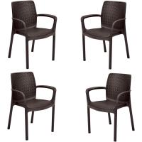 Interior y Exterior con reposabrazos Ideal para Jardines y terrazas, apilable, Resina con Acabado de ratán - details 0
