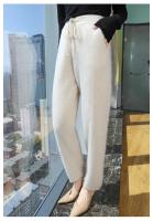 Pantalones de Cachemira para Mujer Otoño-Invierno Cintura Alta, Color Sólido, Estilo Casual, Ajuste Suelto, Pantalones de Punto para Exteriores - details 10