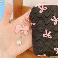 Organizador de maquillaje con lazo colgante, bolsa de cosméticos con cremallera de estilo coreano, bolsa de maquillaje Balletcore, monedero de gran capacidad para estudiante - details 3