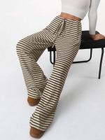 Pantalones de Algodón con Rayas para Mujer Cintura Elástica, Talla Única, Novedad de Otoño - details 25