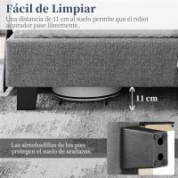 Cama tapizada con cabecera a rayas con alas de láminas de madera y metal, cama matrimonial color beige. - details 21