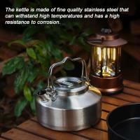 Hervidor de agua de acero inoxidable para exteriores con mango de bloqueo, cafetera portátil colgante para acampar, cocina para picnic, tetera de 1L, cocina - details 4