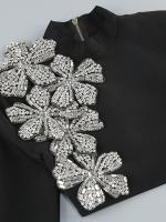 Conjunto de Vestido y Falda Mini de Manga Larga Estilo de Turtén Brillante con Diamantes - details 15