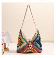 Bolso de algodón tejido de un solo hombro estilo étnico, bolso de paja, bolso de playa para vacaciones, bolso versátil para mujeres - details 0