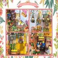 Kit de libros en miniatura de Casa de jardín, estantería de madera con luz LED, sujetalibros de decoración, rompecabezas 3D DIY, Hobby artesanal - details 1