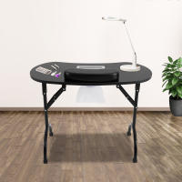 Mesa de uñas multifuncional con ventilador, mesa moderna de 220-240V, 5,5 W, 90x40x72,5 cm/35,43x15,75x28,54 pulgadas, MDF negro estándar de la UE, tubo de hierro - details 1